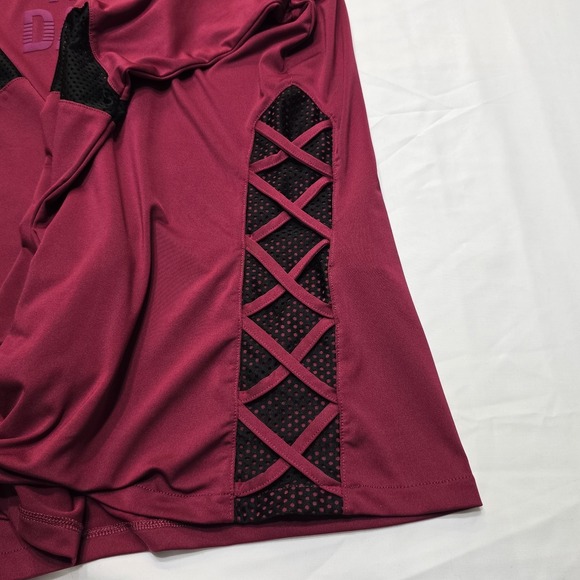 Harley Davidson Womens Performance/Activewear Long Sleeve XL Top Maroon Black - Picture 14 of 16